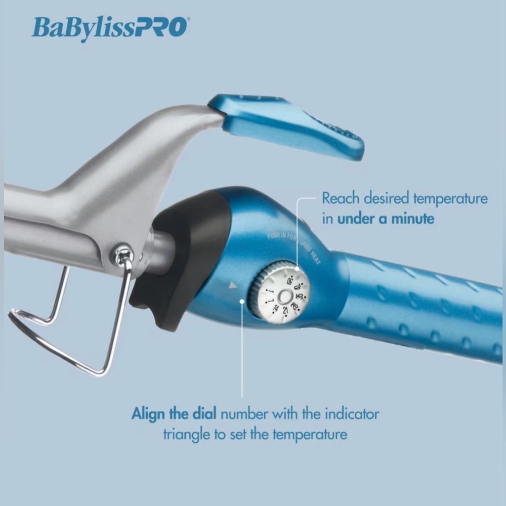 NWOT Blue BaBylissPRO Nano Titanium Spring Curling Iron - Picture 2 of 14